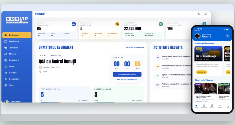 ADNV Membership, mockup de proiect