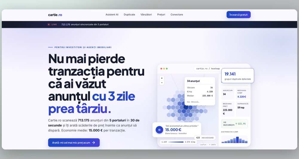 Cartie.ro, mockup de proiect