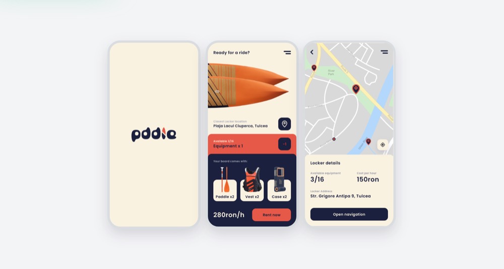pddle Lockers, mockup de proiect
